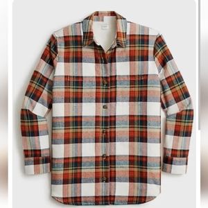 J. Crew Sherpa Lined Oversized Plaid Flannel Shacket